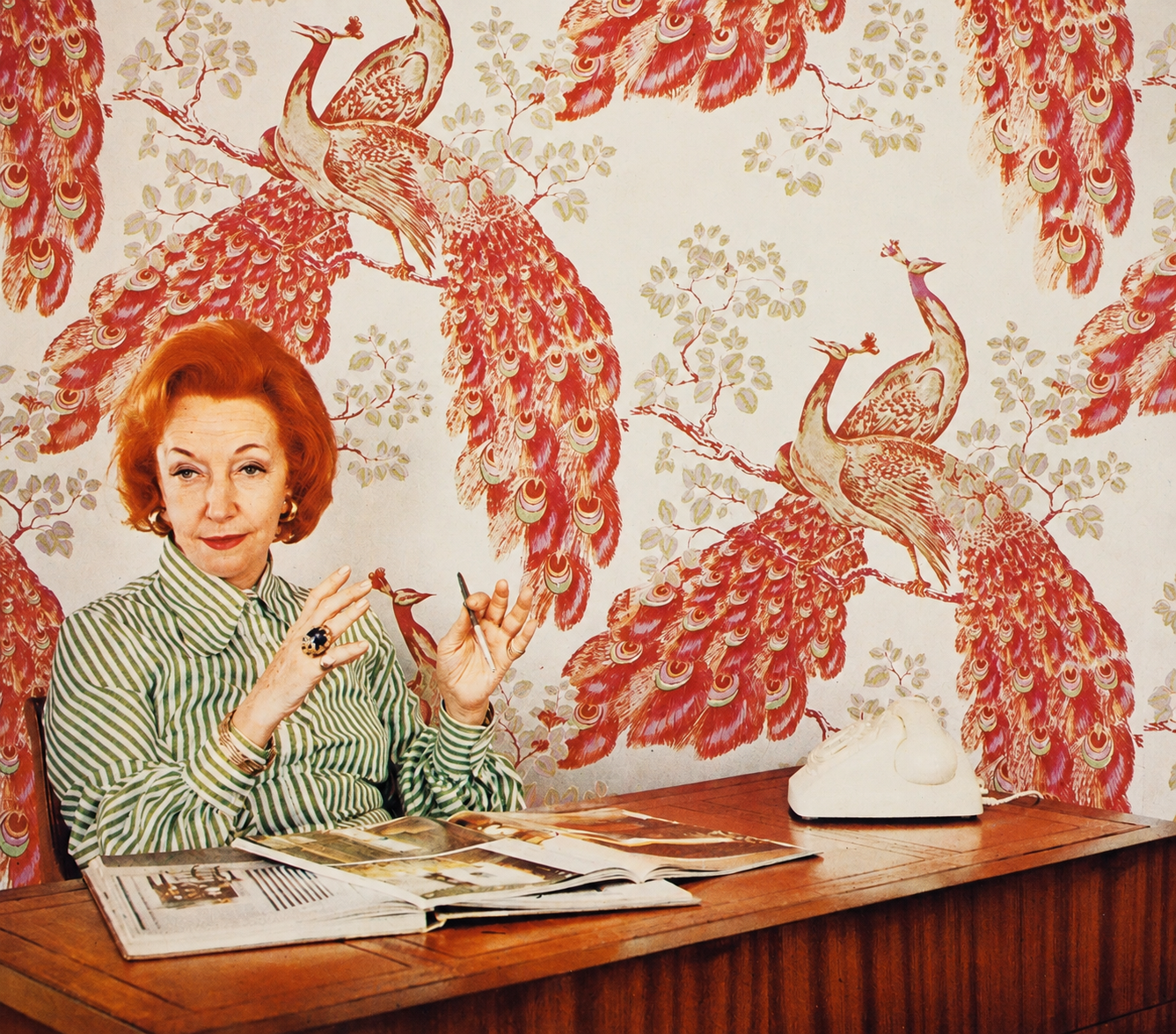 Portrait of Florence Broadhurst at her desk