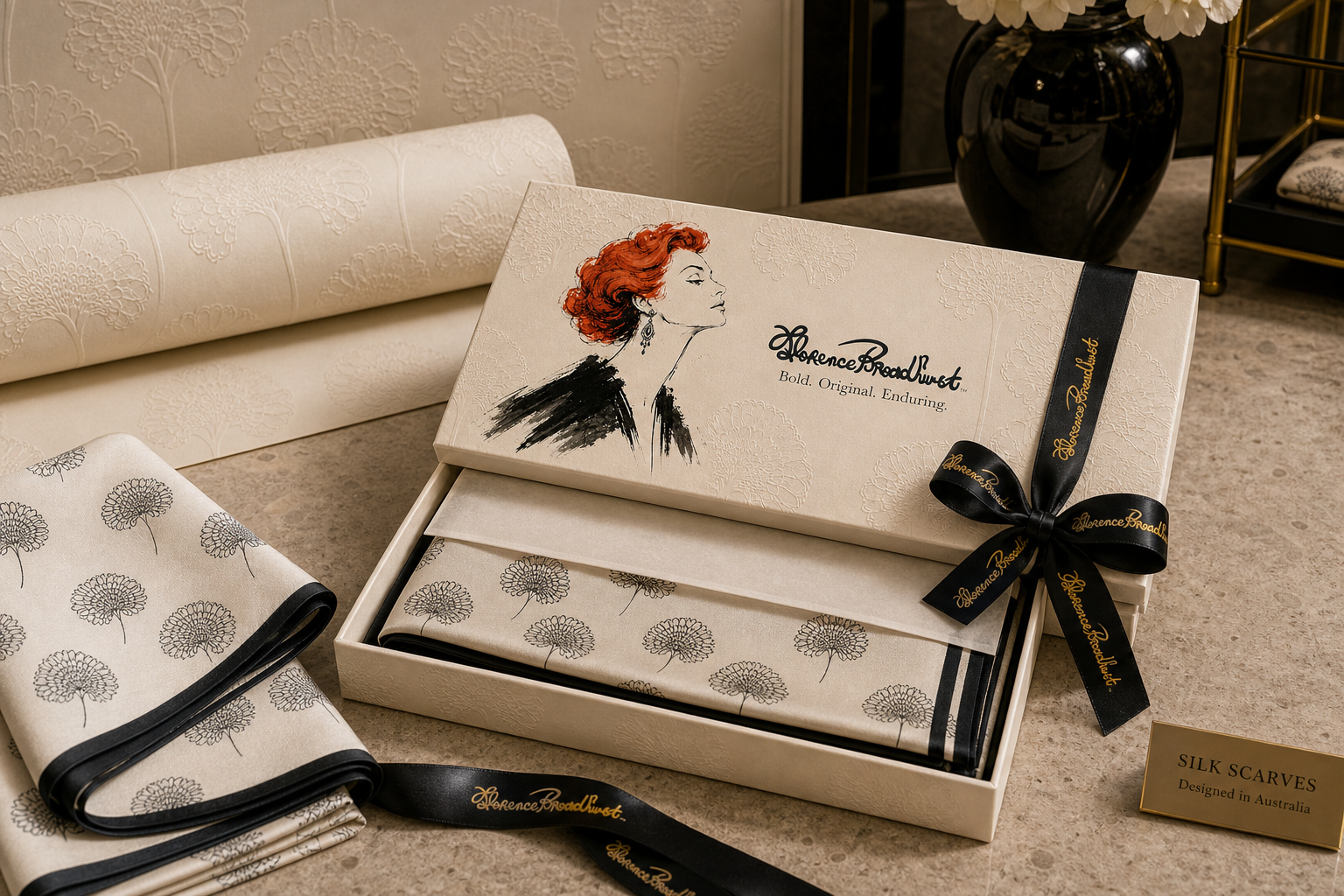 Florence Broadhurst licensed silk scarves