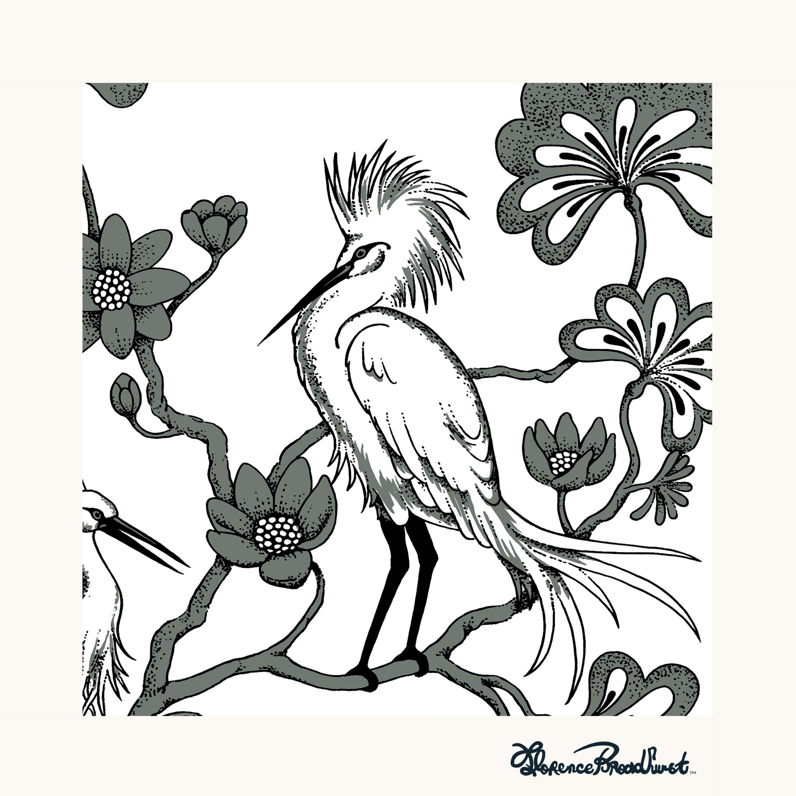 Florence Broadhurst Egrets foundation artwork